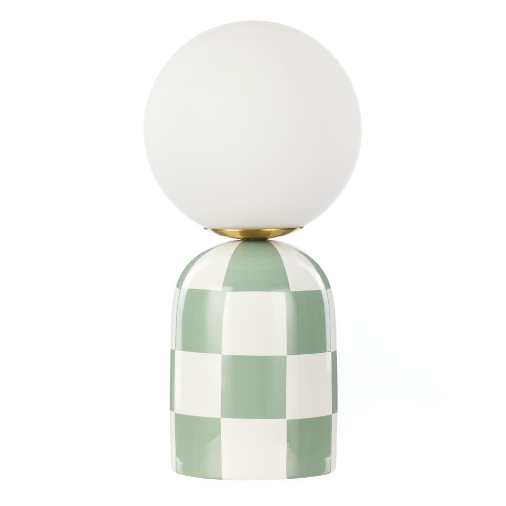 Green and White Check with round head lamp - Emporium Archie Table Lamp - House
