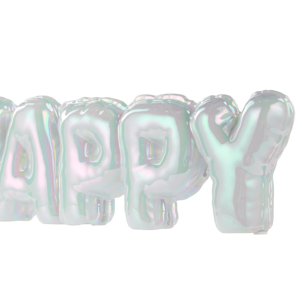 Emporium Happy Balloon Sculpture white iridescent at House