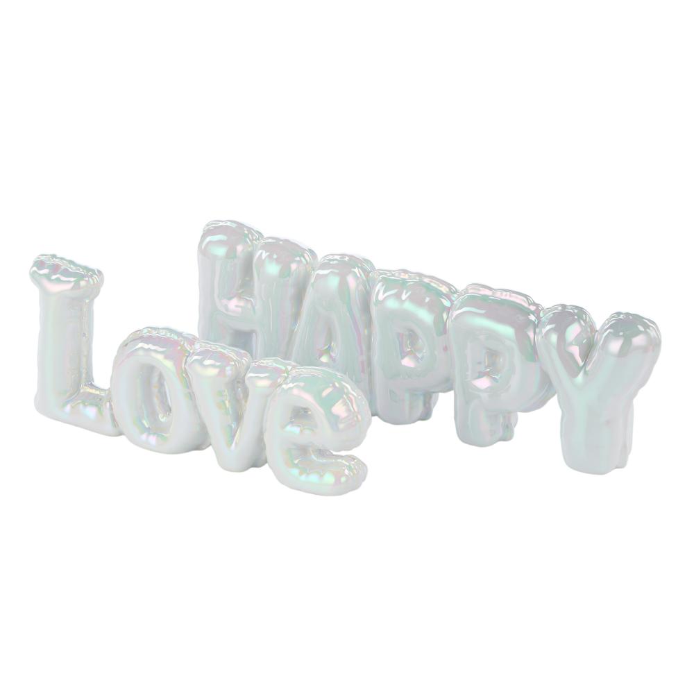 Emporium Balloon Sculpture in happy or Love white iridescent at House