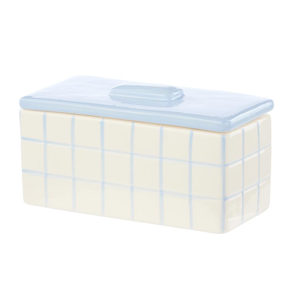 Emporium Lulu Collection Ceramic Box Blue Grid at House