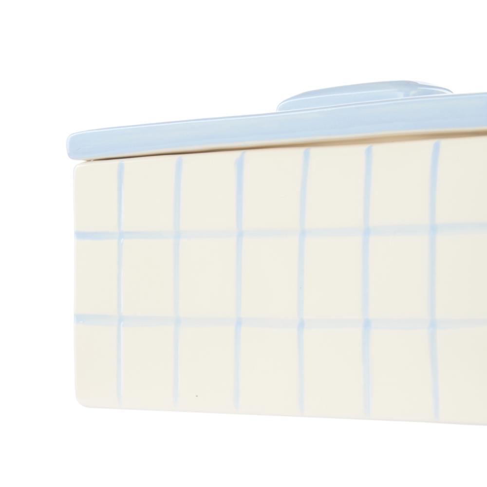 Emporium Lulu Collection Ceramic Box Blue Grid at House