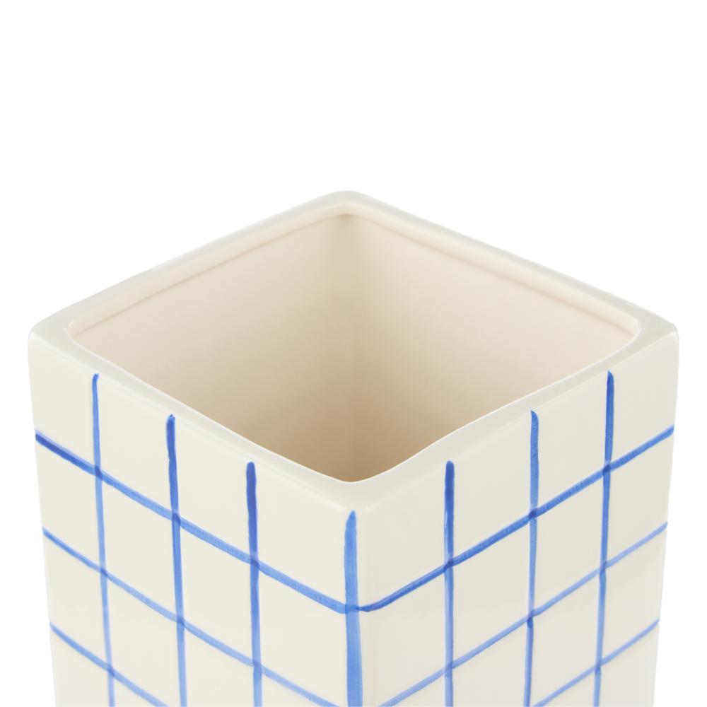 Emporium Lulu Collection Check Vase - Tall Grid Blue