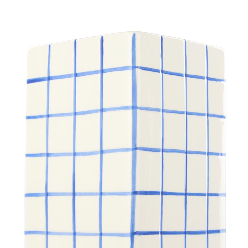 Emporium Lulu Collection Check Vase - Tall Grid Blue