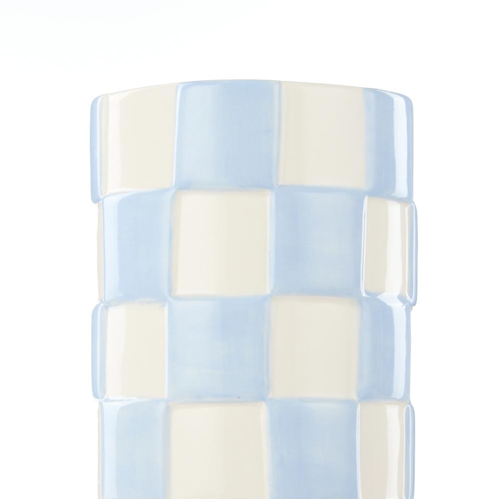Emporium Lulu Collection Check Vase - Tall Check Light Blue at House