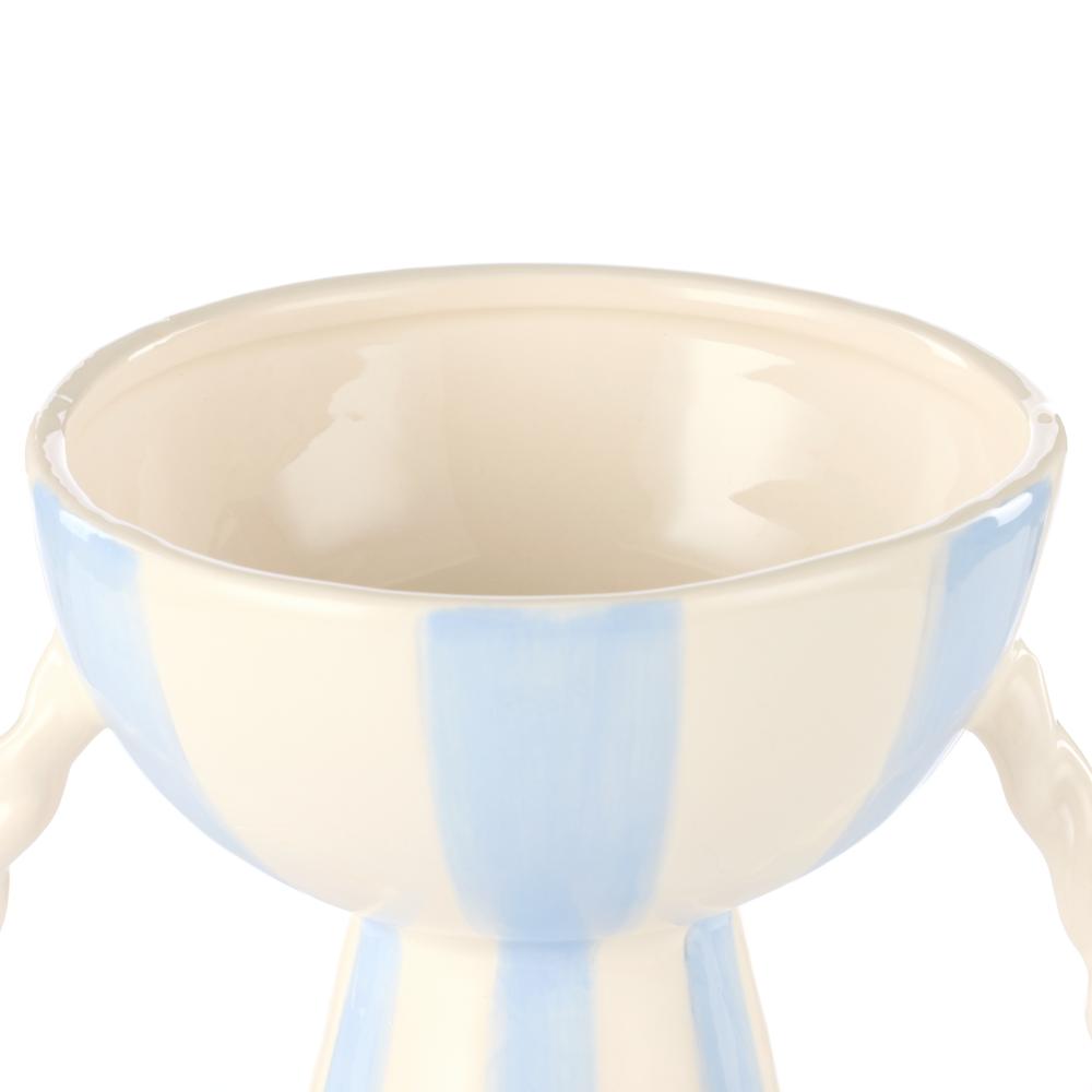 Emporium Lulu Collection Stripe Vase Light Blue with twisted handles - House