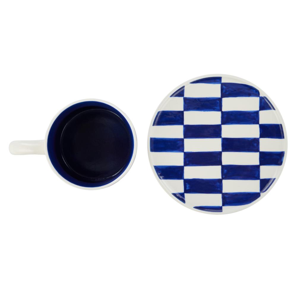 Emporium Check Mug & Plate Set Purple and Blue at House