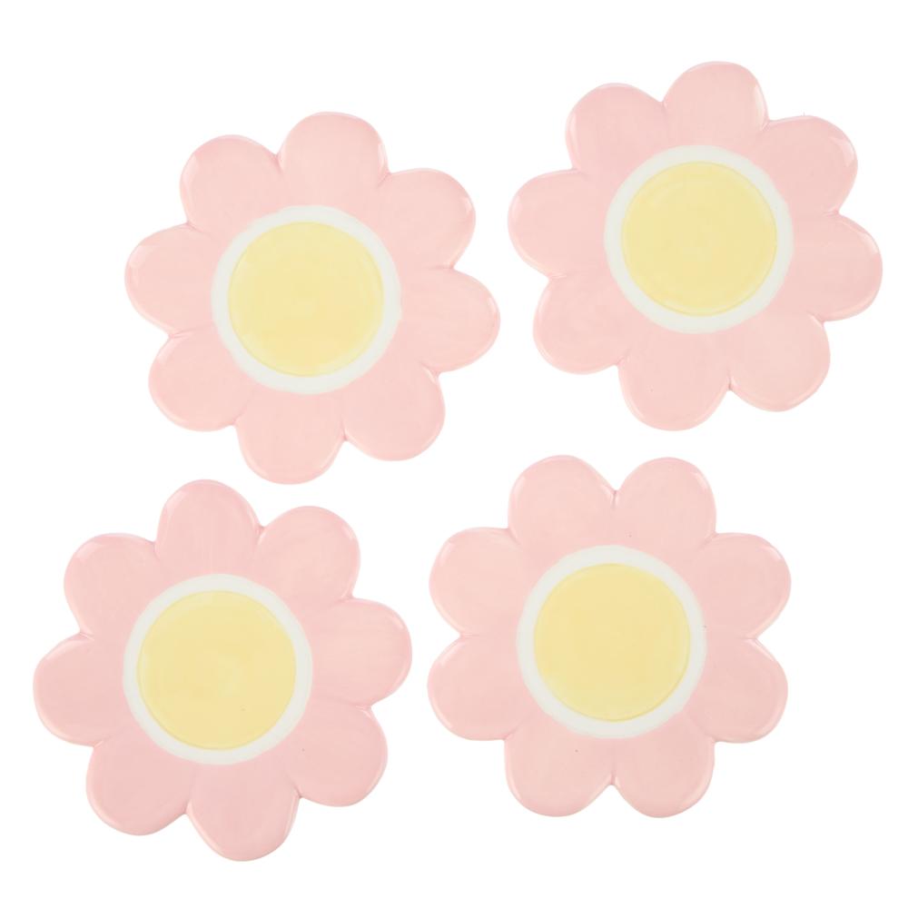 Emporium Set of 4 Posey Flower Coasters pink at House