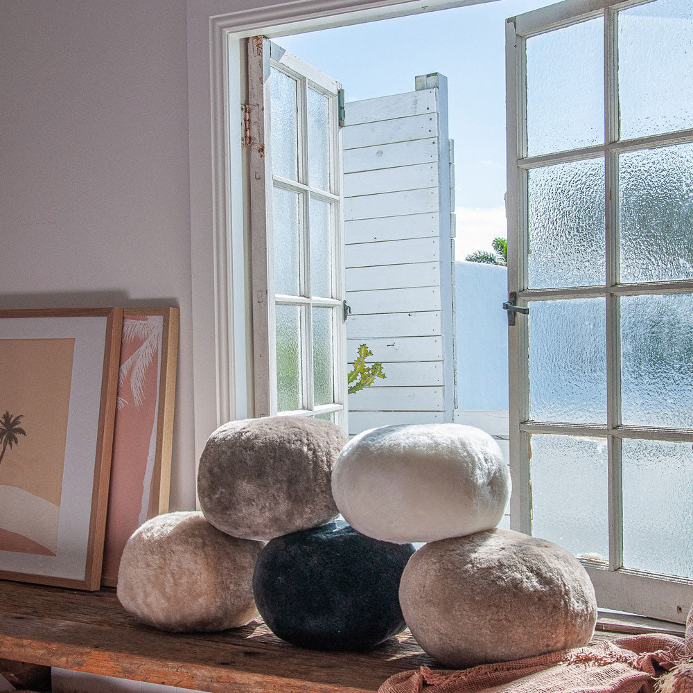 Fibre by Auskin Sheepskin Shorn Ball Cushion 28cm
