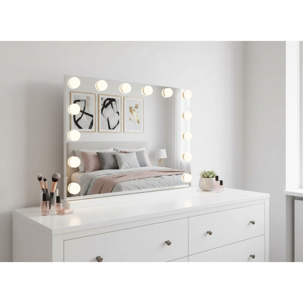 Lenoxx LED Beauty Mirror With 14 Bulbs White 50 x 42cm