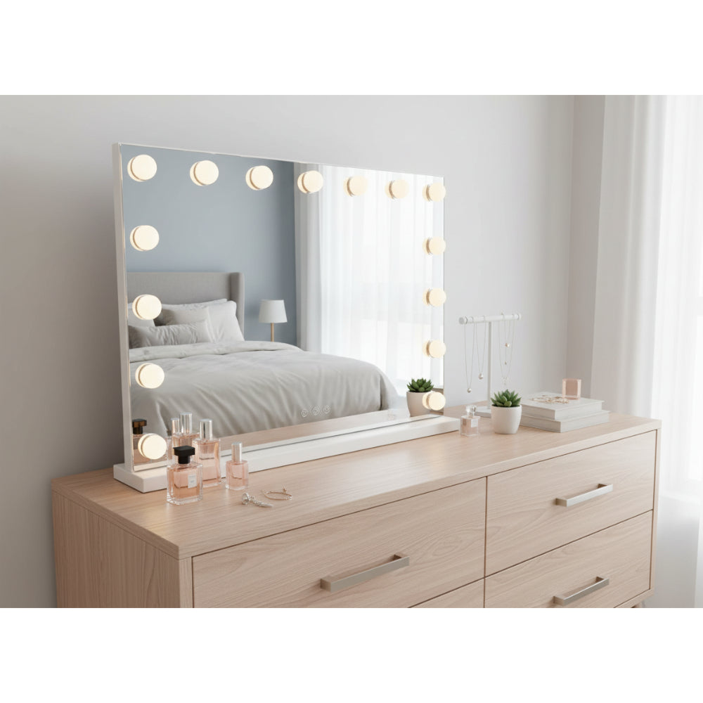 Lenoxx LED Beauty Mirror With 15 Bulbs White 58 x 48cm