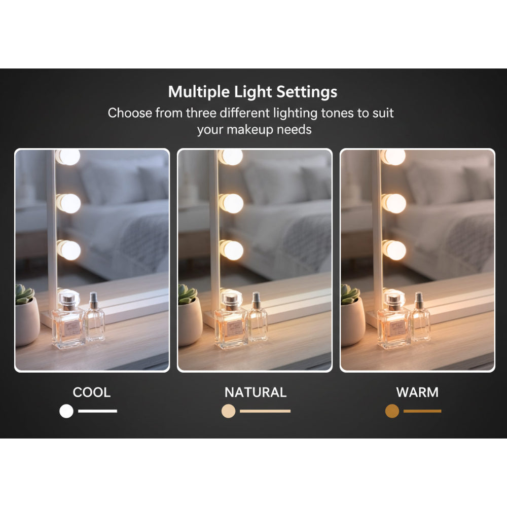 Lenoxx LED Beauty Mirror With 15 Bulbs White 58 x 48cm