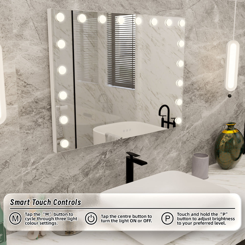 Lenoxx LED Beauty Mirror With 18 Bulbs White 80 x 62cm