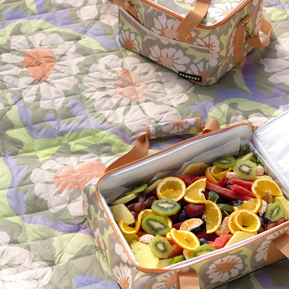 Insulated Food Carrier filled with fruit salad 