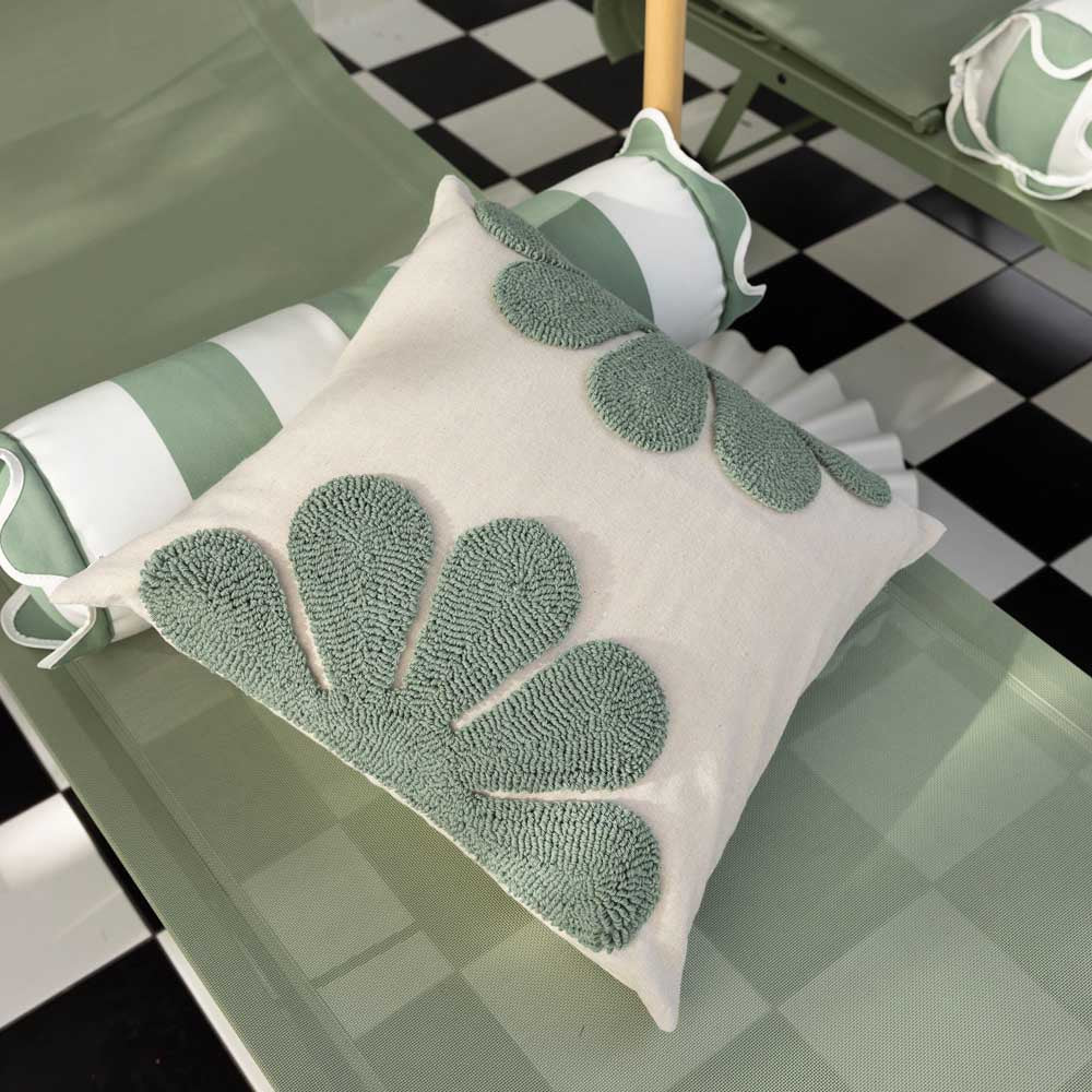 Bambury Florian Square Cushion green