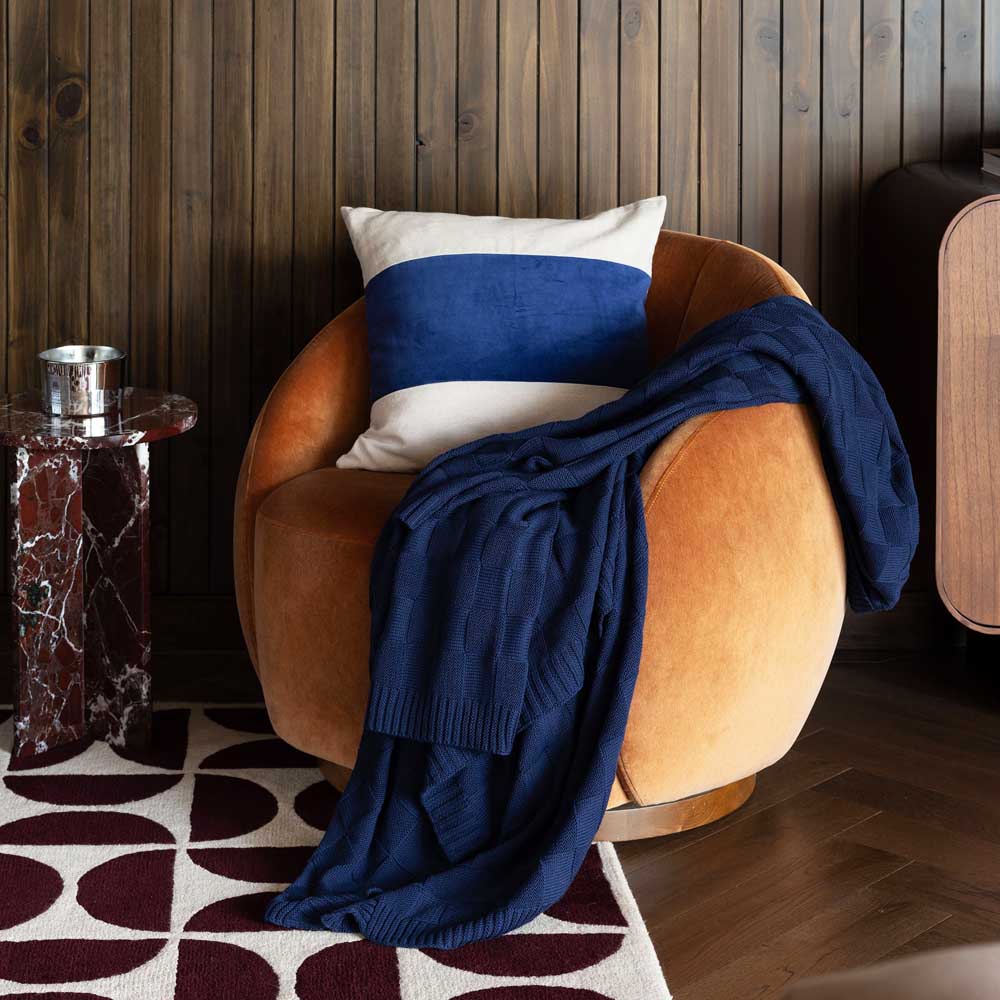 Bambury Kembla Square Cushion navy blue