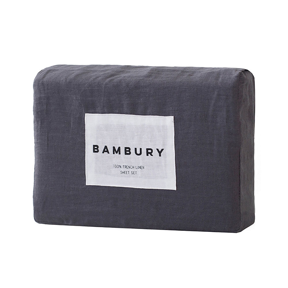 Bambury French Flax Linen Sheet Set Charcoal - House