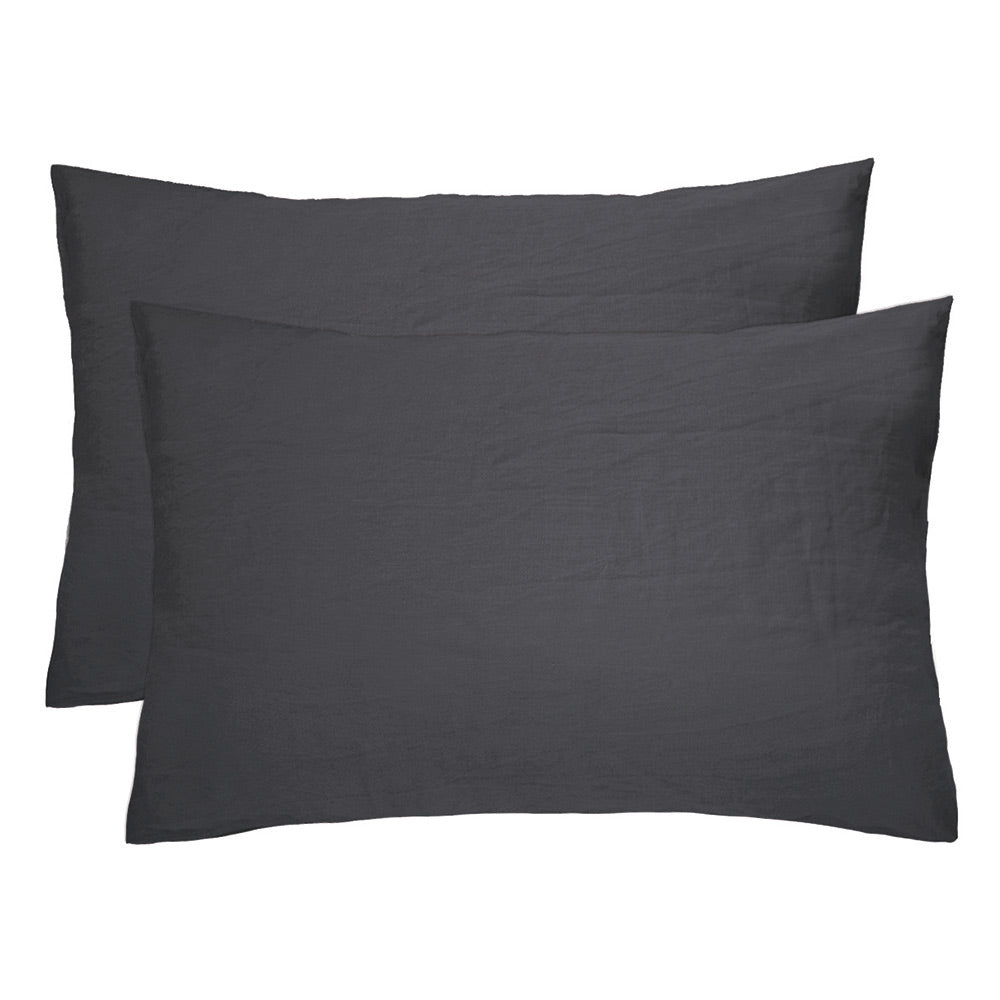 Bambury French Flax Linen Sheet Set Charcoal - House