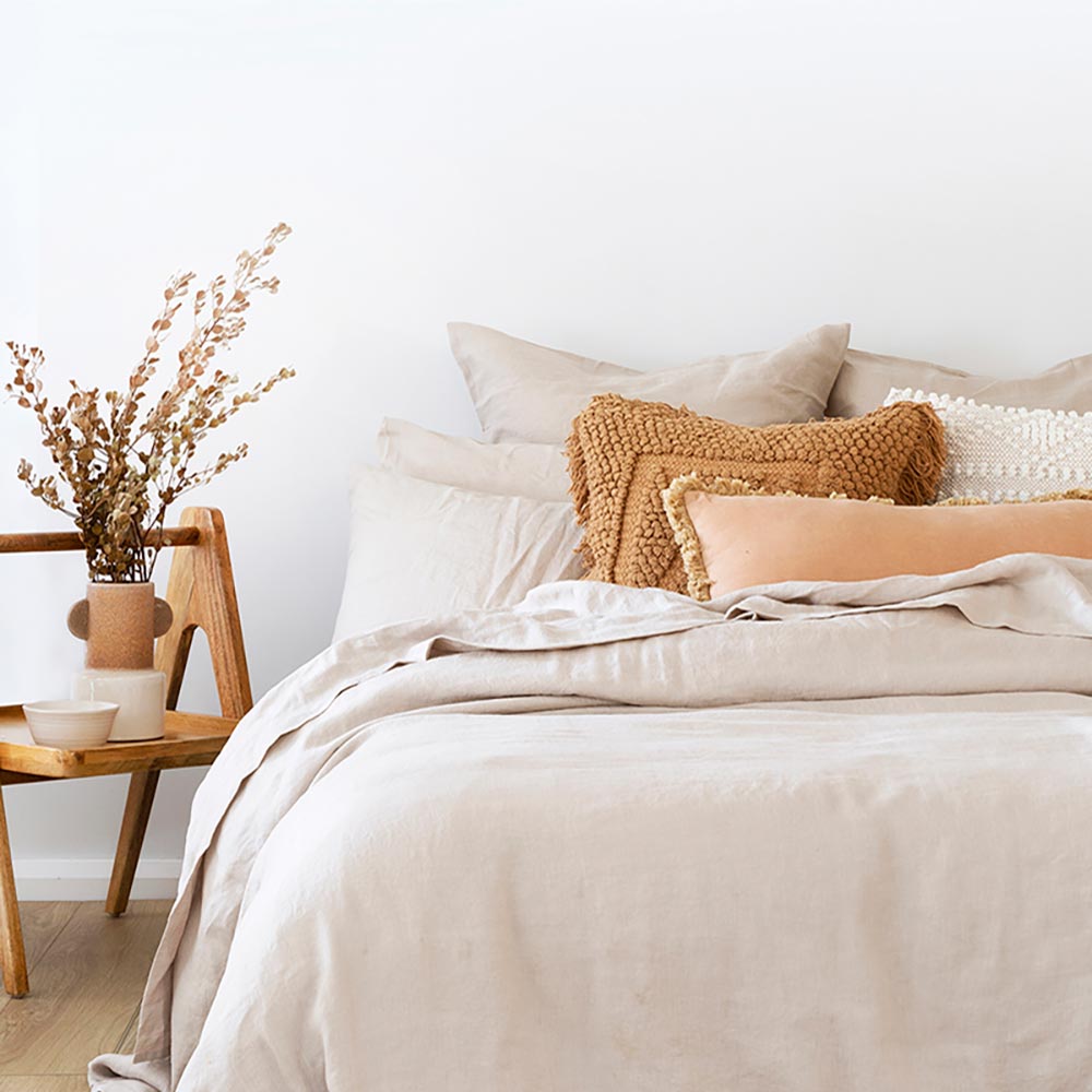 Bambury French Flax Linen Sheet Set Pebble - House