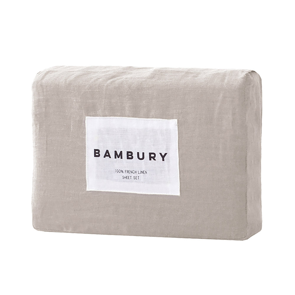 Bambury French Flax Linen Sheet Set Pebble - House