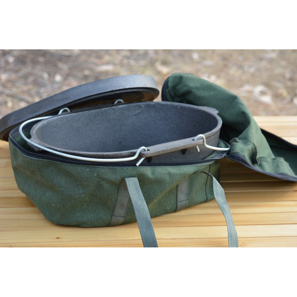 G&S Camp Oven Bag Canvas 9.5qt Oval Khaki Green