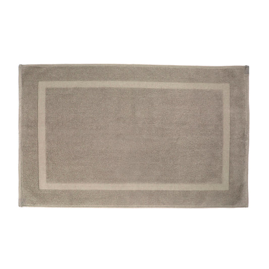 Latte coloured bath mat pictured on a white background.