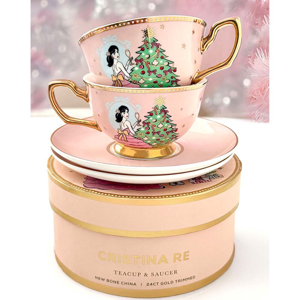 Cristina Re A Sparkling Christmas Teacup & Saucer Set
