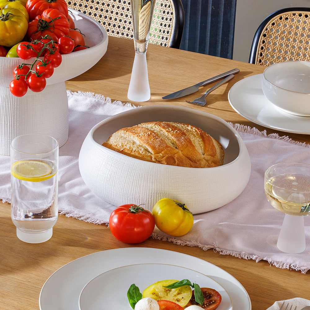 Ecology Bisque Round Bowl 29cm White