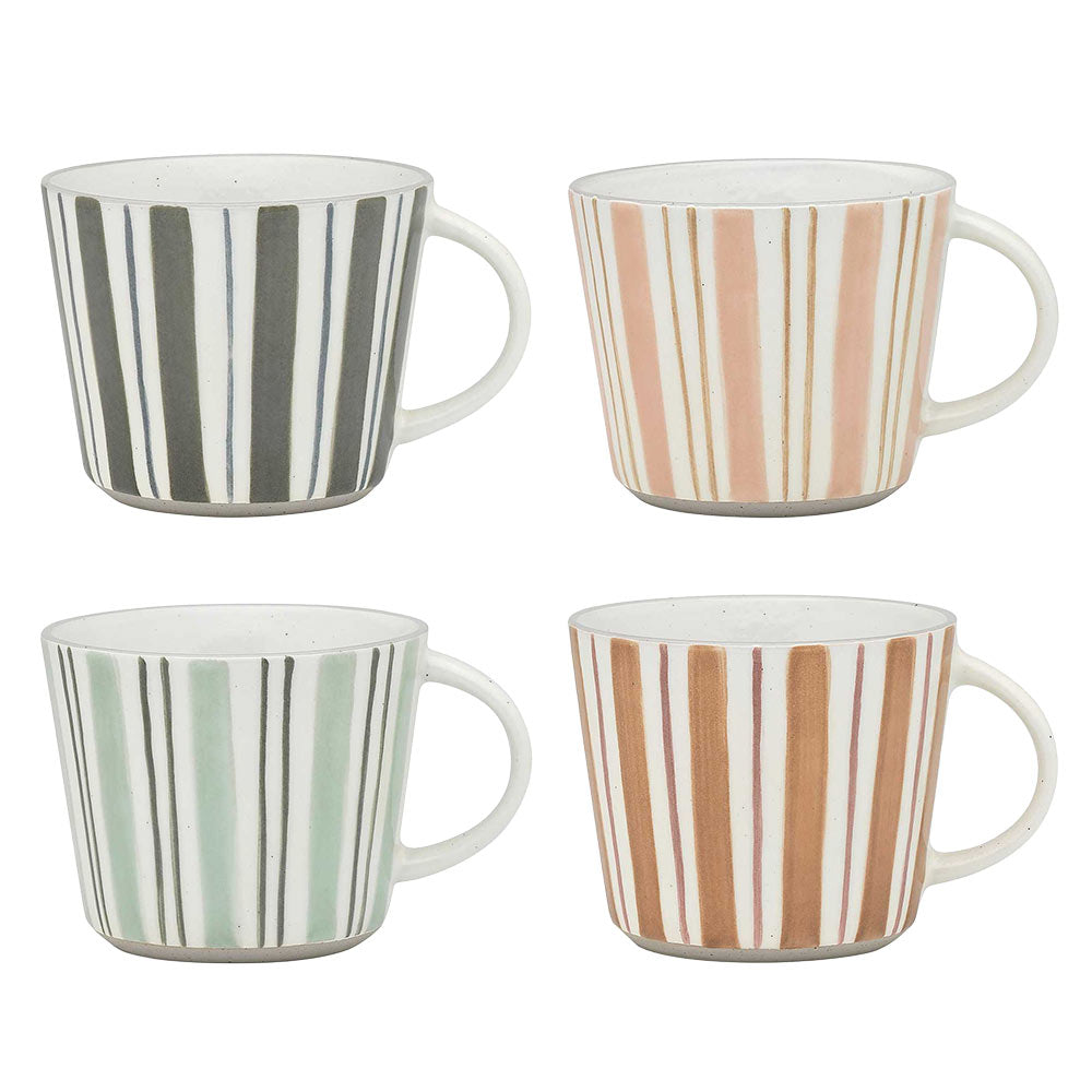 Ecology Chalk Set of 4 Mugs 260ml Multi Striped at House