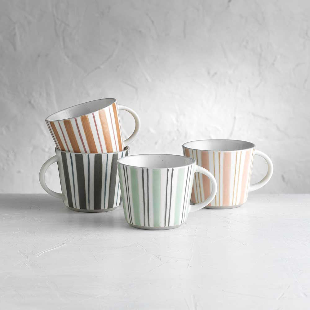 Ecology Chalk Set of 4 Mugs 260ml Multi Striped at House