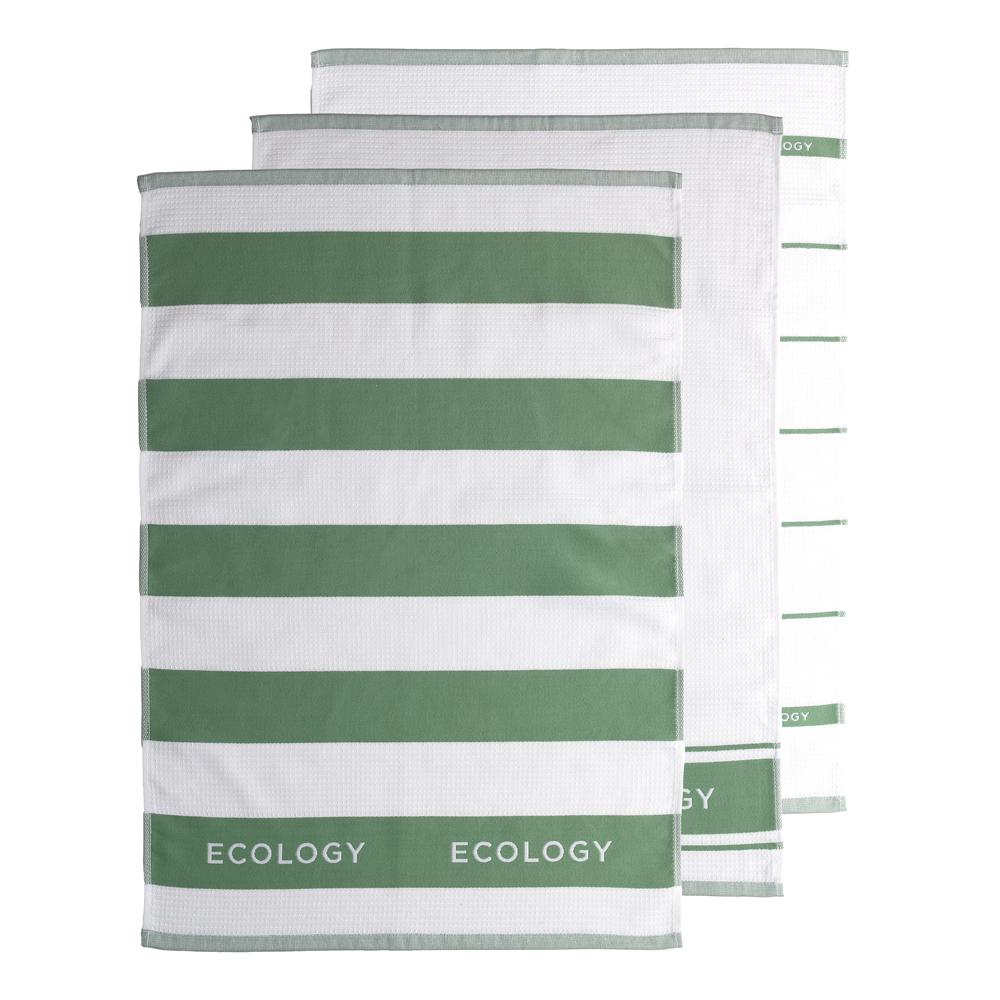 Ecology Fold Set of 3 Tea Towels sage green