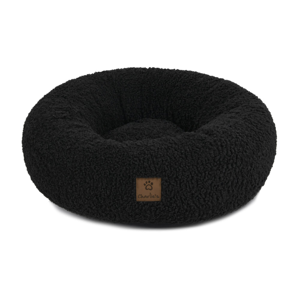 Charlie's Teddy Fleece Round Calming Dog Bed