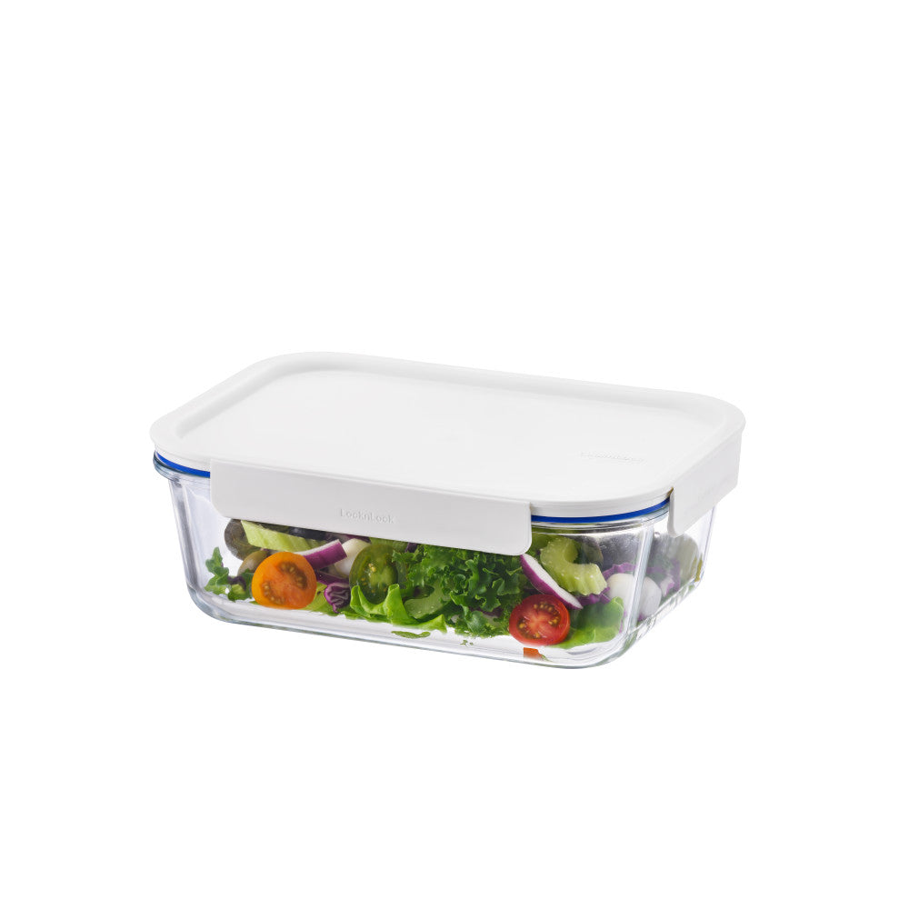Locknlock Clear Glass White Rectangle Container 2L