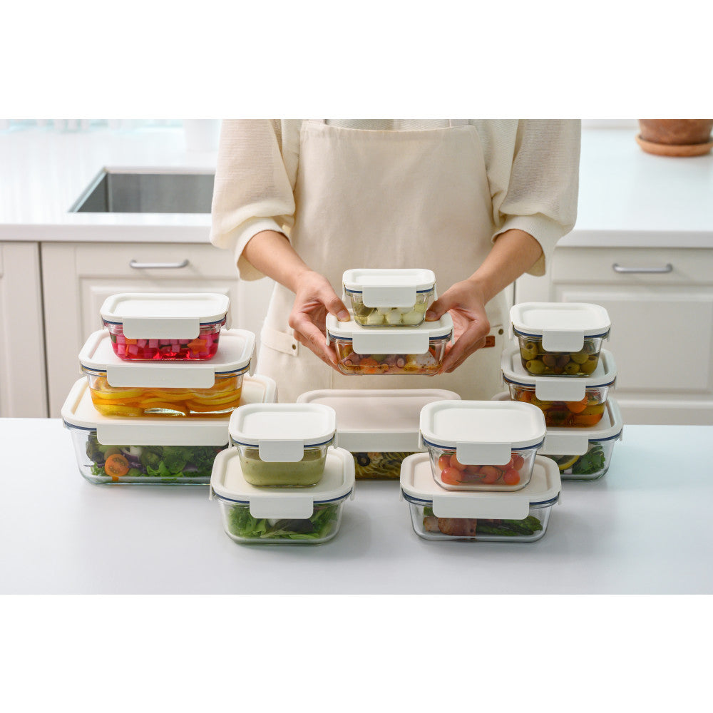 Locknlock Clear Glass White Rectangle Container 2L
