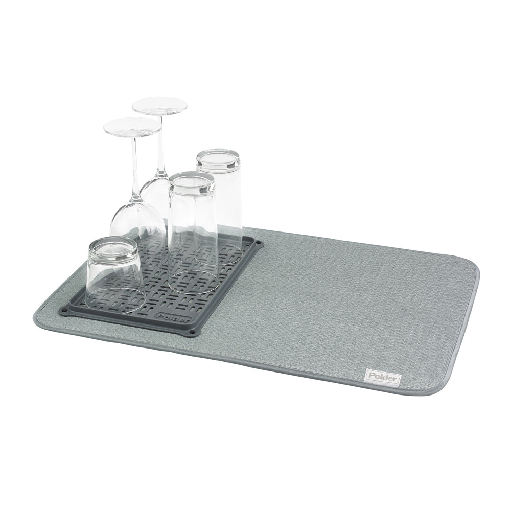 Polder Microfibre Mat with Glass Tray 56x38cm