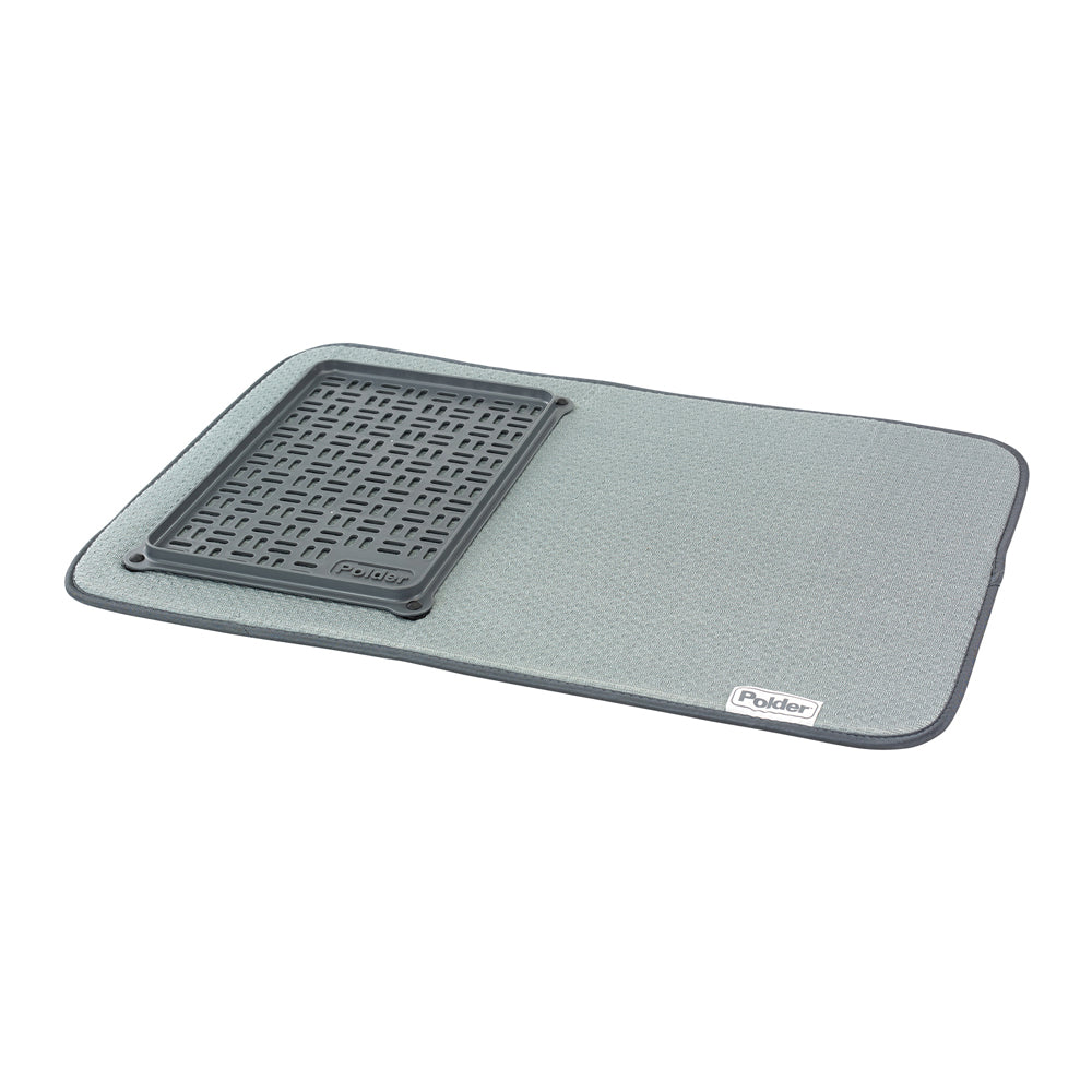 Polder Microfibre Mat with Glass Tray 56x38cm