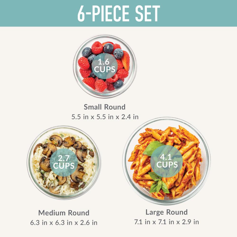 Bentgo 6 Piece Round Glass Food Storage Set
