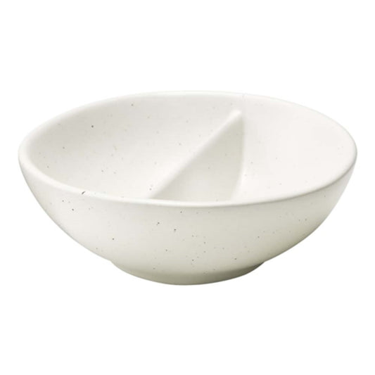 White salt dish with a divider in the middle for multi use