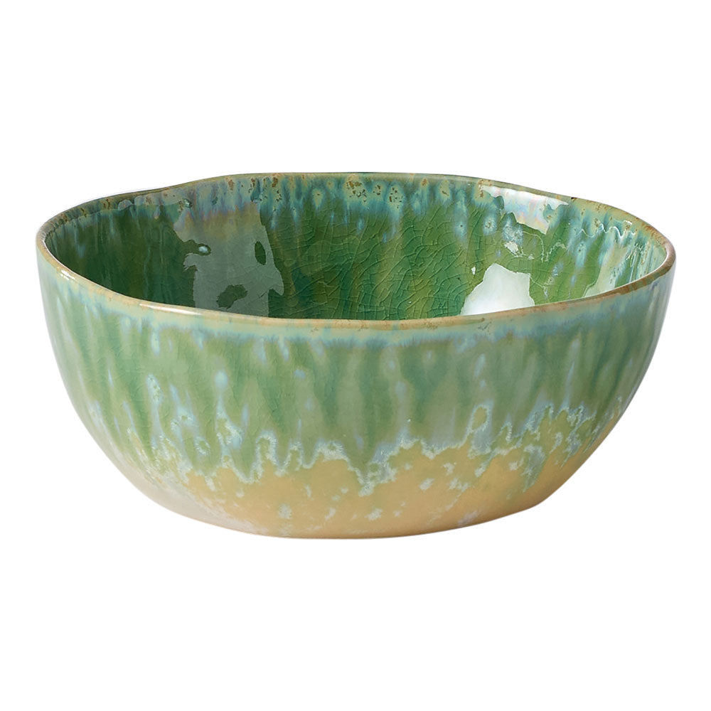 The Ecology Fieldstone Verde dip bowl is designed with earthy green and brown colours.