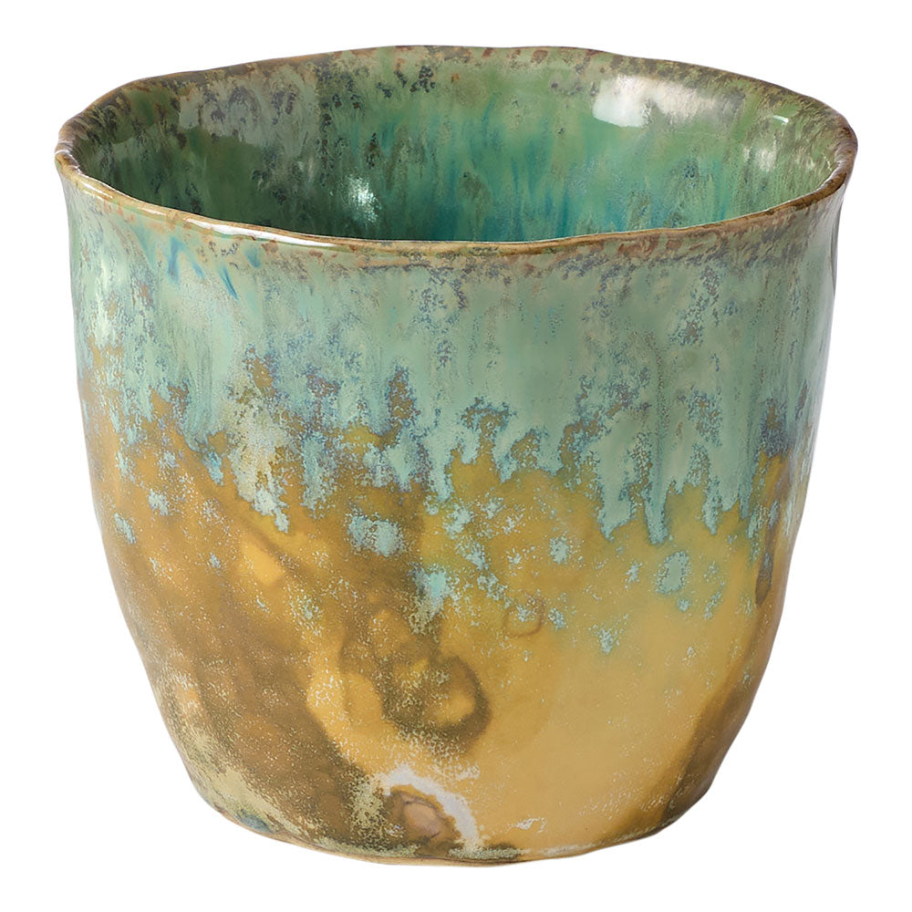 The Ecology Fieldstone Verde planter features earthy green and brown tones perfect for the garden or to decorate your home.