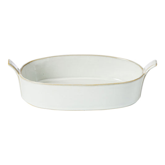 The Ecology Fieldstone quartz serving platter featuring a bowl type design with side handles for convenient serving.