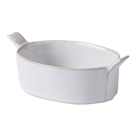 The Ecology Fieldstone serving platter in quartz is designed with depth and side handles to easy serving.