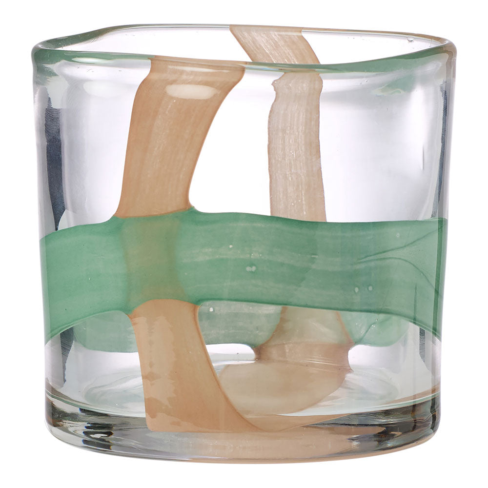 Ecology Mesa Vase and Candle Holder with Stripes 10cm Celadon and Petal