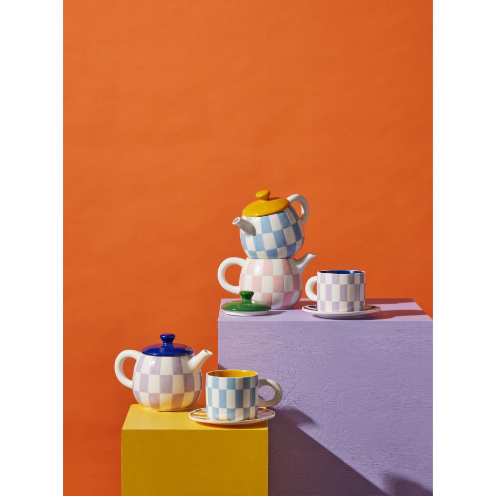 Emporium Check Collection - Check teapots with matching mug & plate sets at House