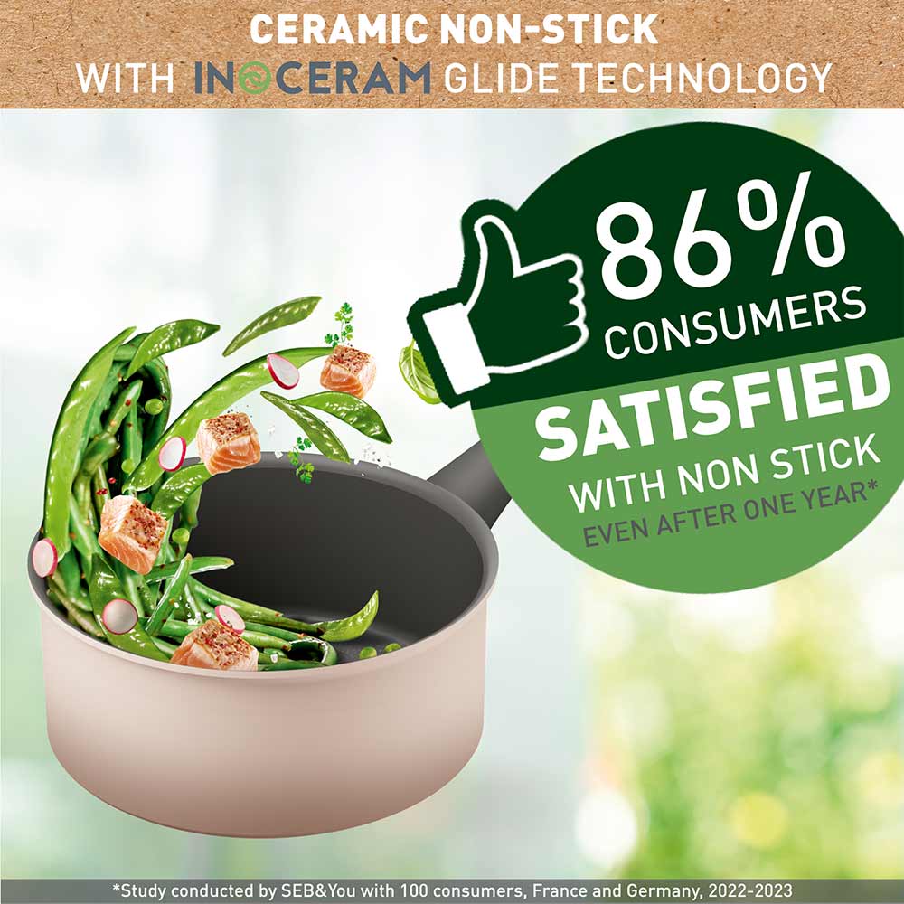Tefal Revive Ceramic Induction Non-Stick Saucepan 18cm infographic at House