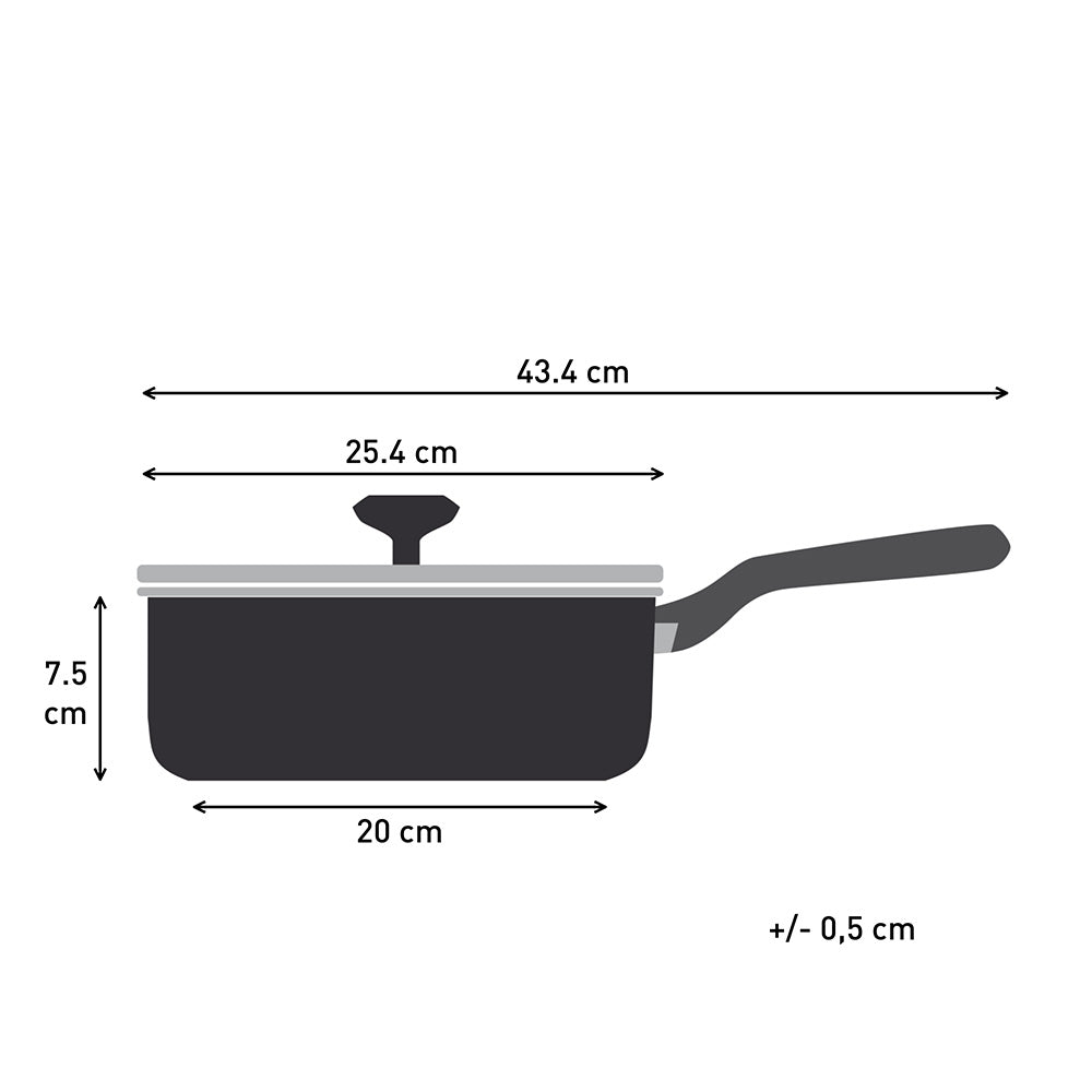 Tefal Revive Ceramic Induction Non-Stick Saute Pan and Lid 24cm measurements infographic at House