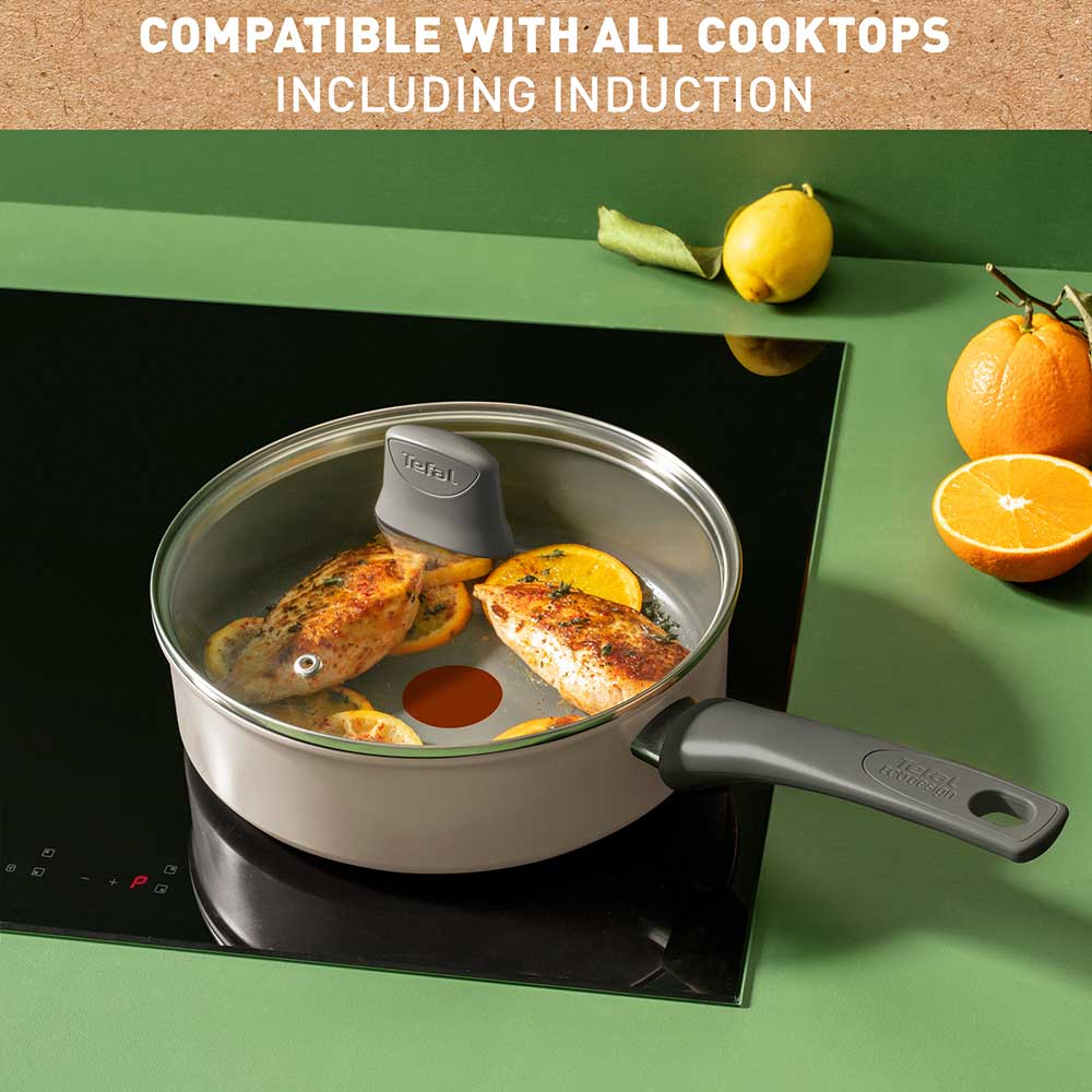 Tefal Revive Ceramic Induction Non-Stick Saute Pan and Lid 24cm infographic at House