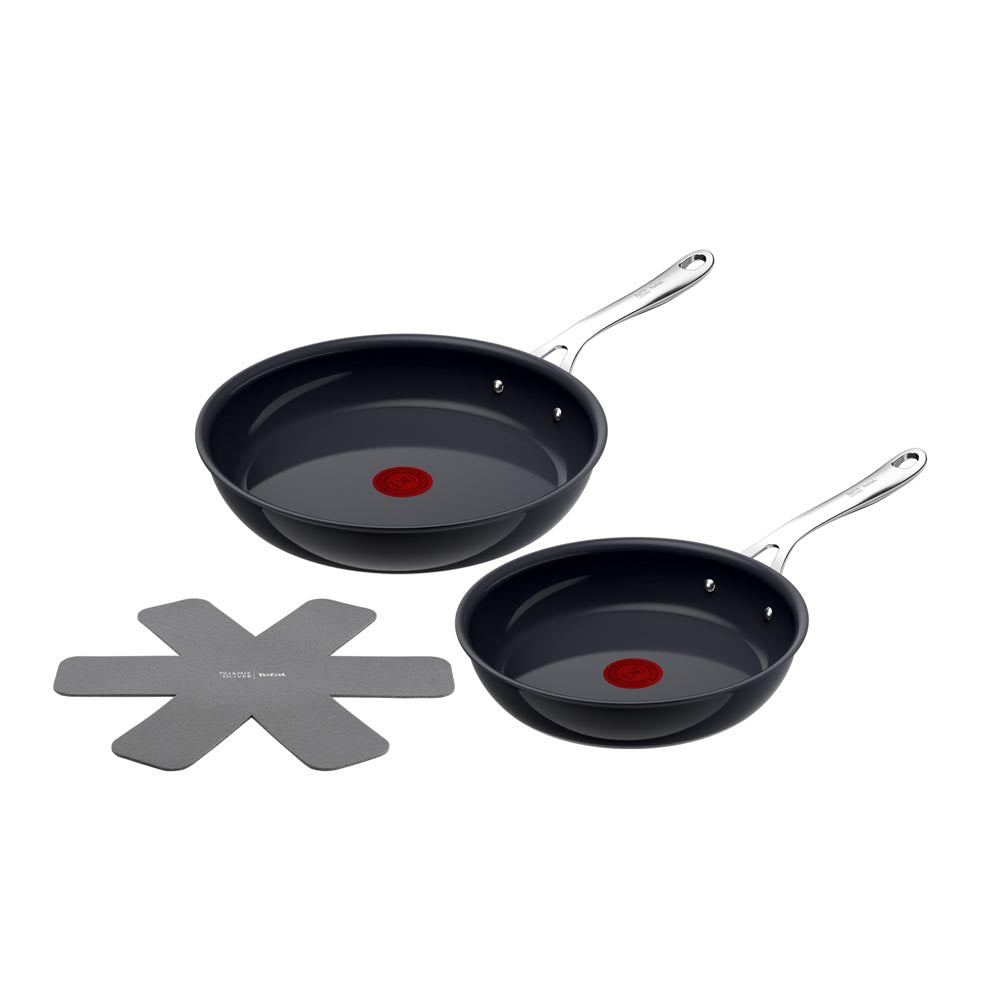 Tefal by Jamie Oliver Ceramic Enjoy Set of 2 Frying Pans with Pan Protector - House