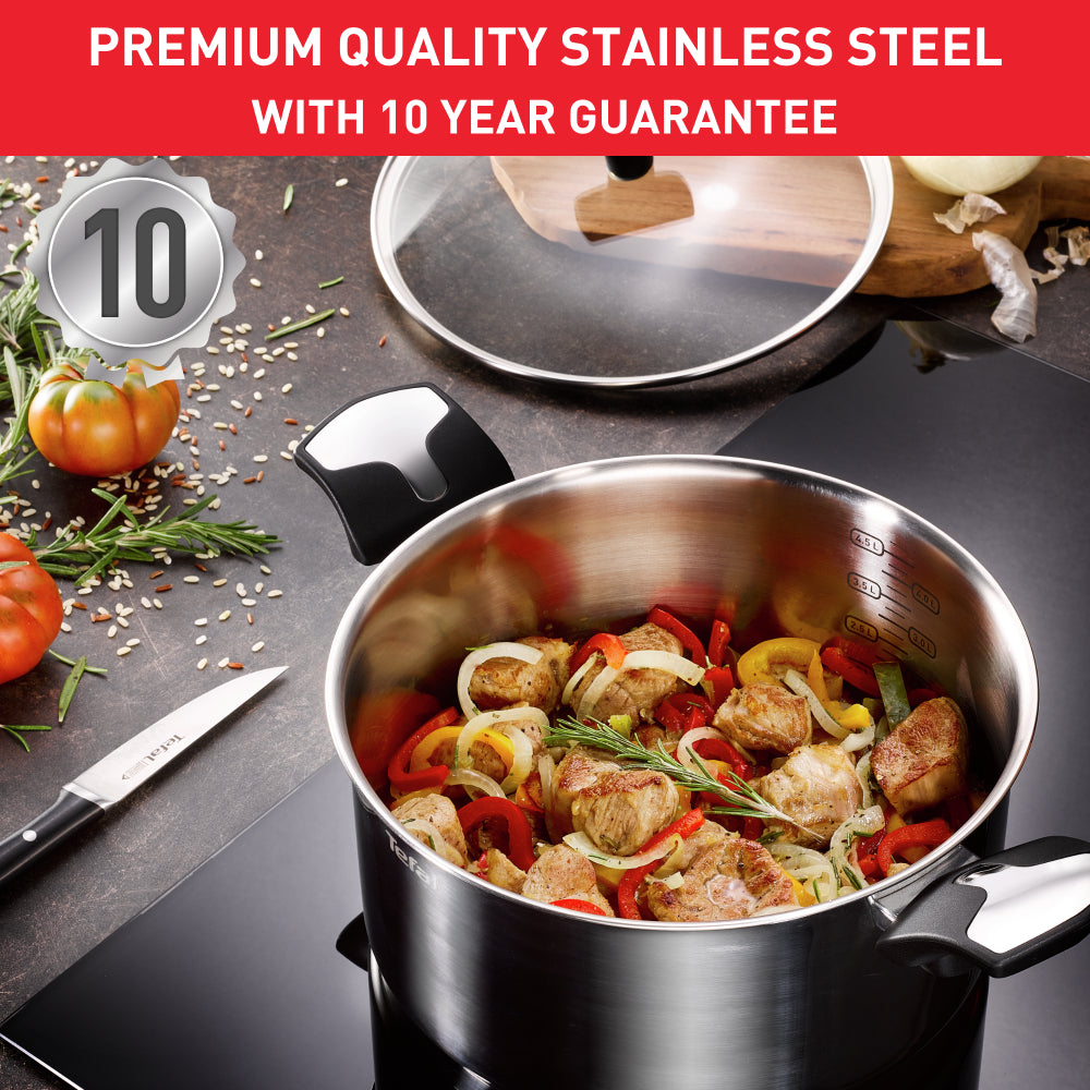 Tefal Emotion Induction Stainless Steel Stock Pot 9L