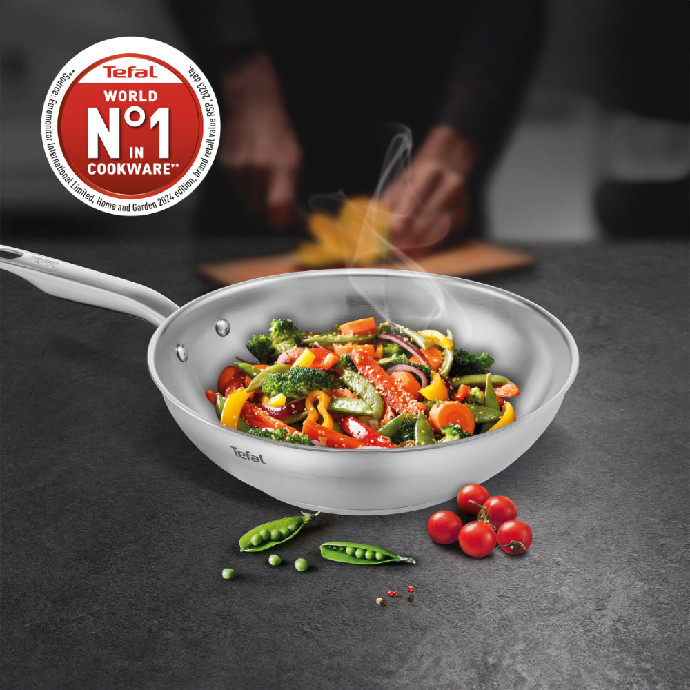 Tefal Virtuoso Induction Stainless Steel Uncoated Wok 28cm