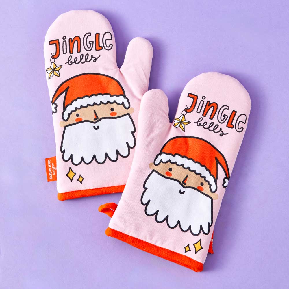 Ambrosia Santas Workshop Set of 2 Oven Gloves Merry Santa